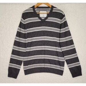 Aeropostale Sweater Men's Large Grey Wool Stripe Pullover Sweatshirt‎ 0615